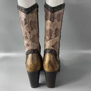 Bottes Stuart Weitzman 'Stampede' En Cuir Croco Marron - Taille 8.5B - État Comme Neuf